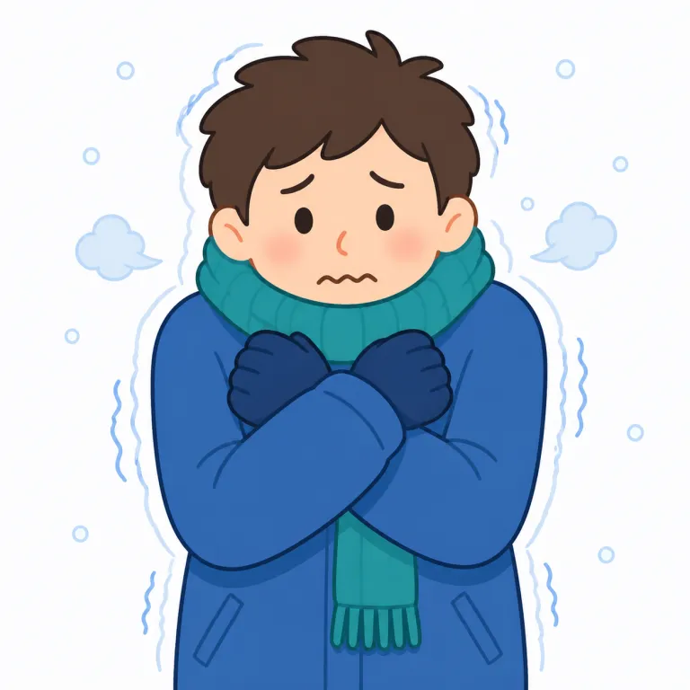 shiver（震える・動詞）の覚え方イラスト — まず shake より小さく細かい震えだと押さえると覚えやすい語