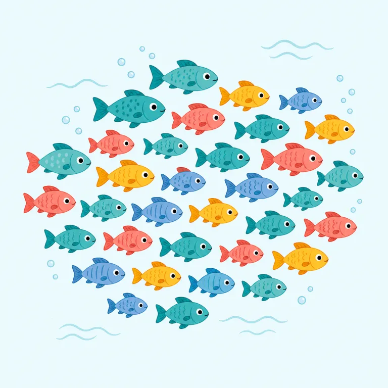 shoal（魚の群れ・noun）の覚え方イラスト