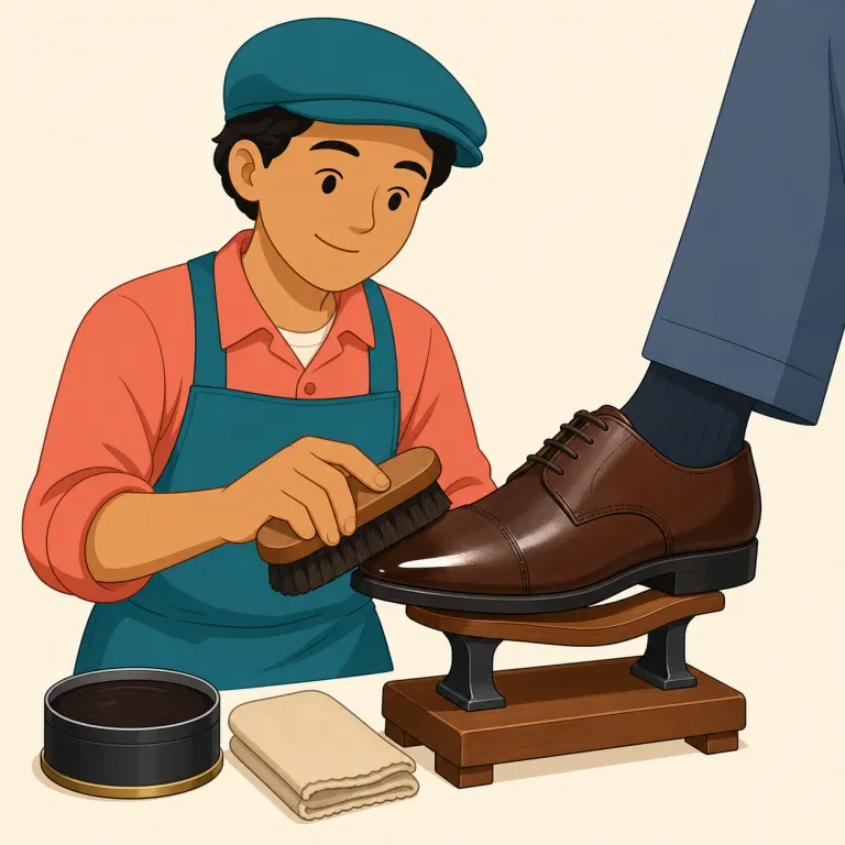 shoeshine（靴磨き・名詞）の覚え方イラスト — shoe と shine にそのまま分けて覚えるのが最短です