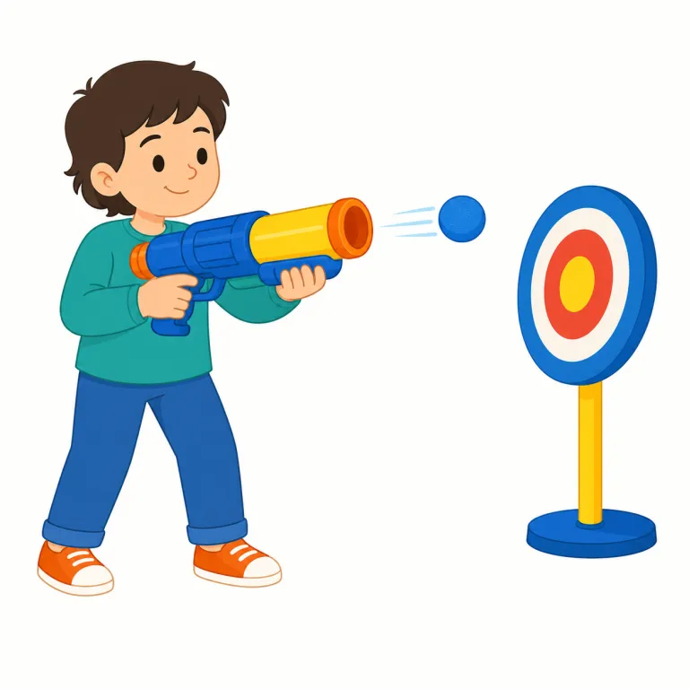shoot（撃つ・動詞）の覚え方イラスト — 中心イメージは、力を込めて何かを一直線に飛ばすこと