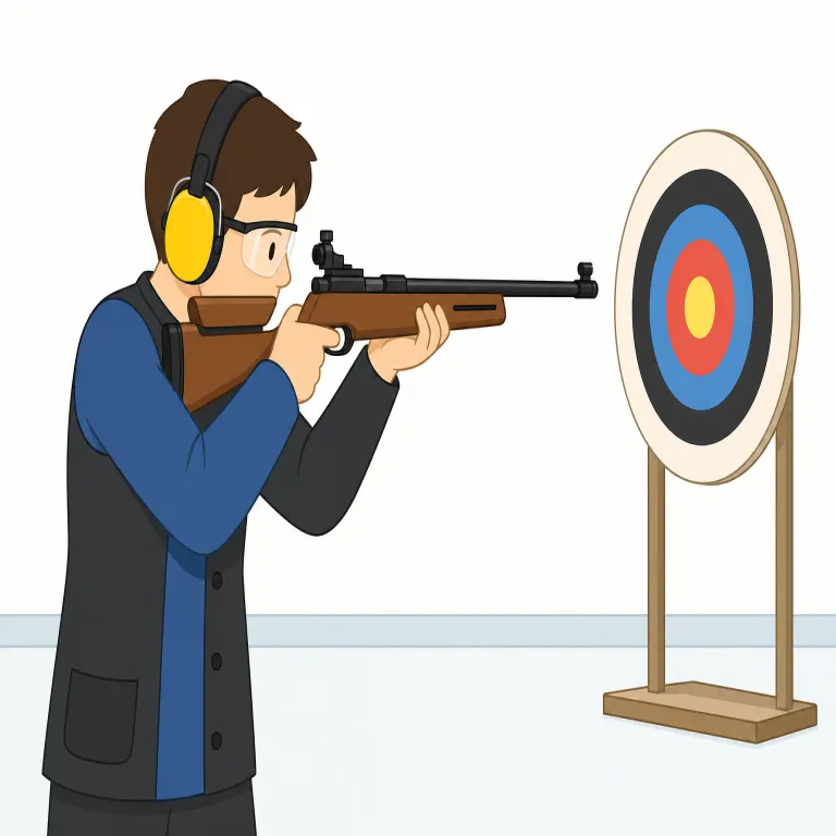 shooting（射撃・名詞）の覚え方イラスト — shoot は「撃つ」という基本動作を表し、-ing が付くと「撃つ行為・場面」を名詞として表せます