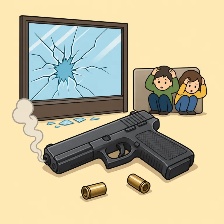 shooting（銃撃事件・noun）の覚え方イラスト