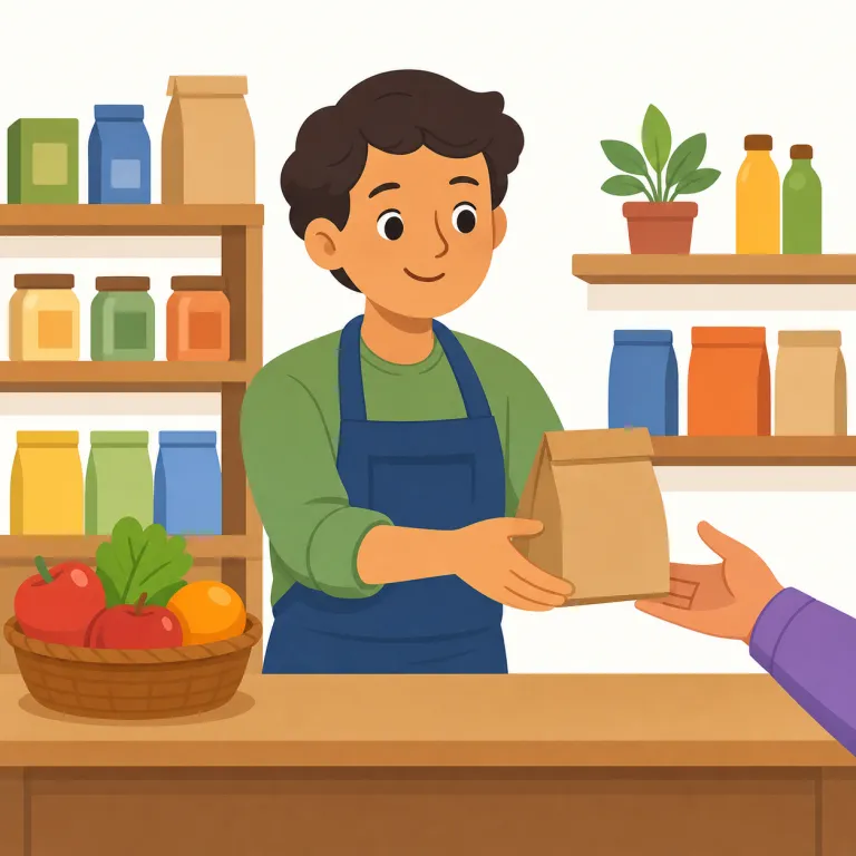 shopkeeper（店主・名詞）の覚え方イラスト — shop + keeper で考えると覚えやすいです