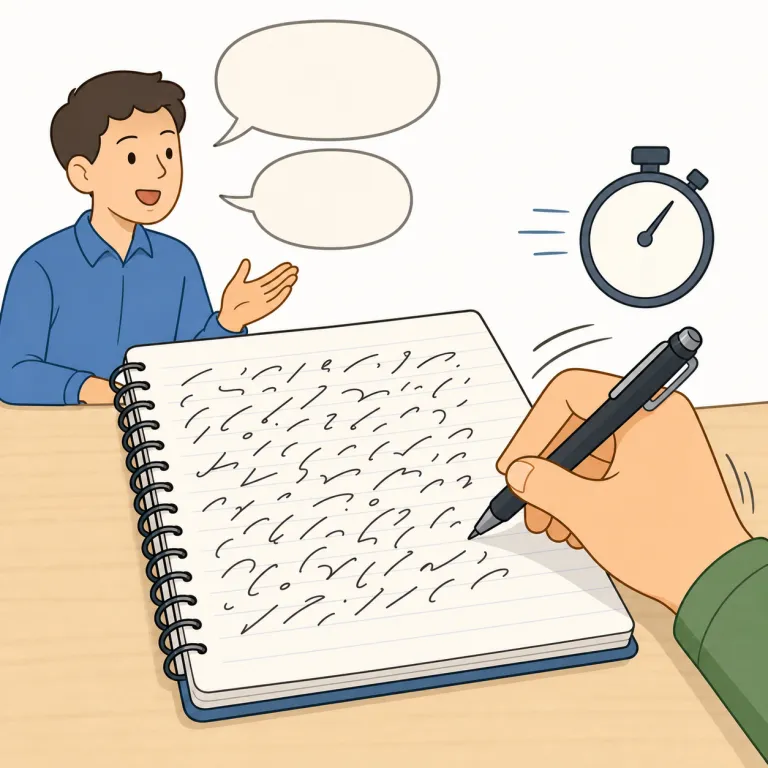 shorthand（速記・名詞）の覚え方イラスト — short＋hand で「手で書く形を短くしたもの」と捉えると覚えやすいです
