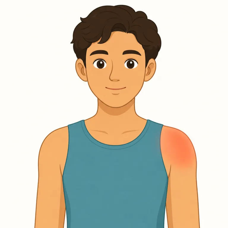 shoulder（肩・名詞）の覚え方イラスト — この shoulder は、会話の中で動作とセットにして覚えると使いやすいです