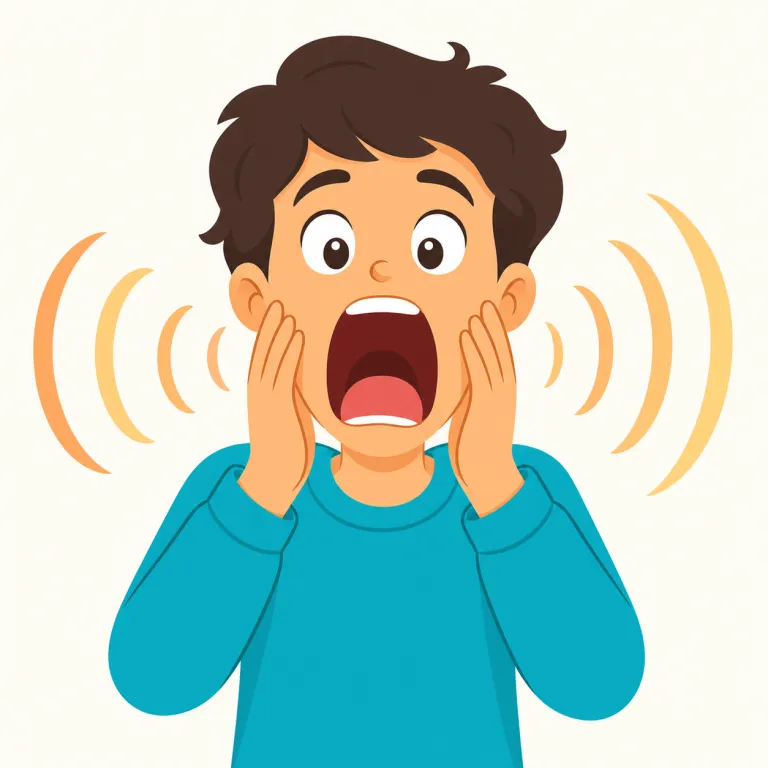 shriek（悲鳴を上げる・動詞）の覚え方イラスト — shout は大声で叫ぶ一般語、scream は強烈な叫び、shriek はその中でも特に「高く鋭い声」が核
