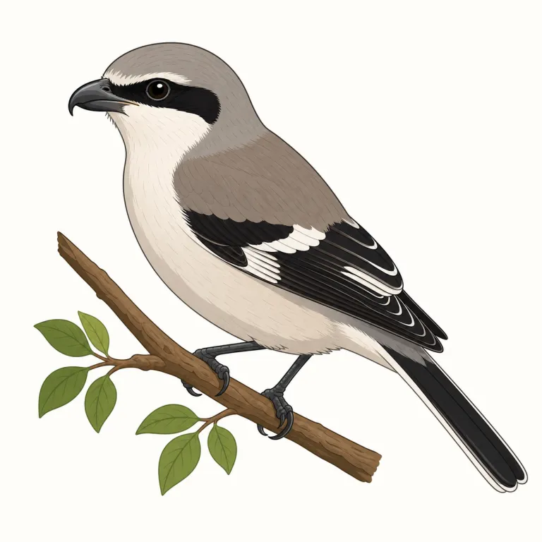 shrike（モズ（鳥）・名詞）の覚え方イラスト — 鳥名として丸暗記するより、「小鳥サイズなのに行動は猛禽に近い」とまとめて覚えると残りやすいです