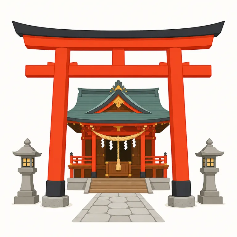 shrine（聖地、聖堂・名詞）の覚え方イラスト — まず temple は「寺」、church は「教会」、shrine は「神社・ほこら」と三点セットで対比して覚えると定着しやすい