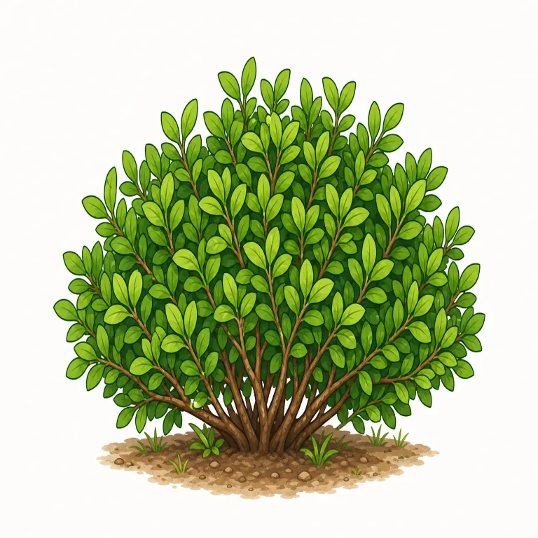 shrub（低木・名詞）の覚え方イラスト — tree と対比して覚えると定着しやすい語です