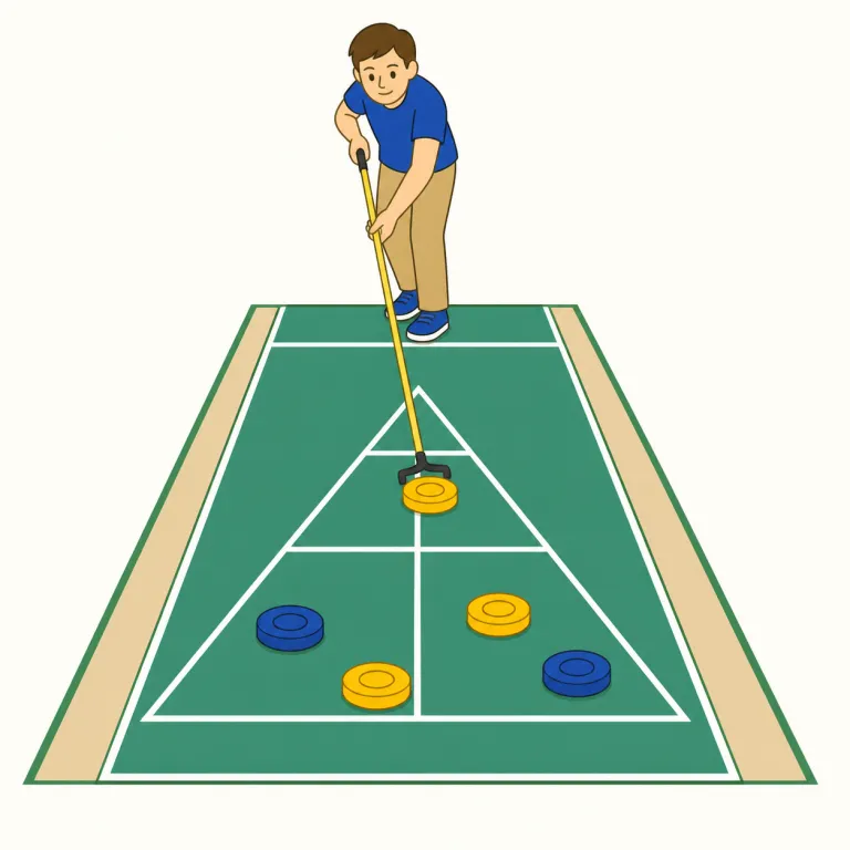 shuffleboard（シャッフルボード・noun）の覚え方イラスト