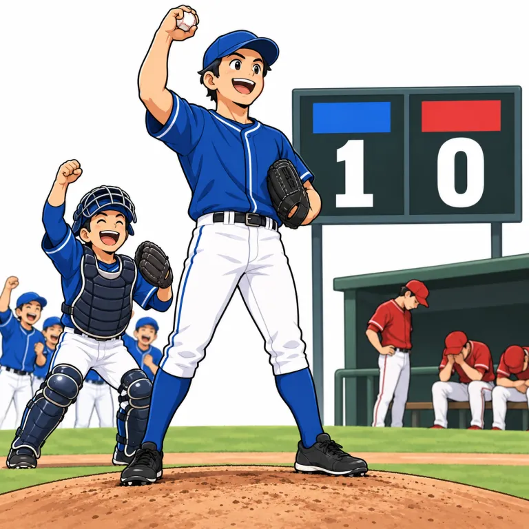 shutout（完封・noun）の覚え方イラスト