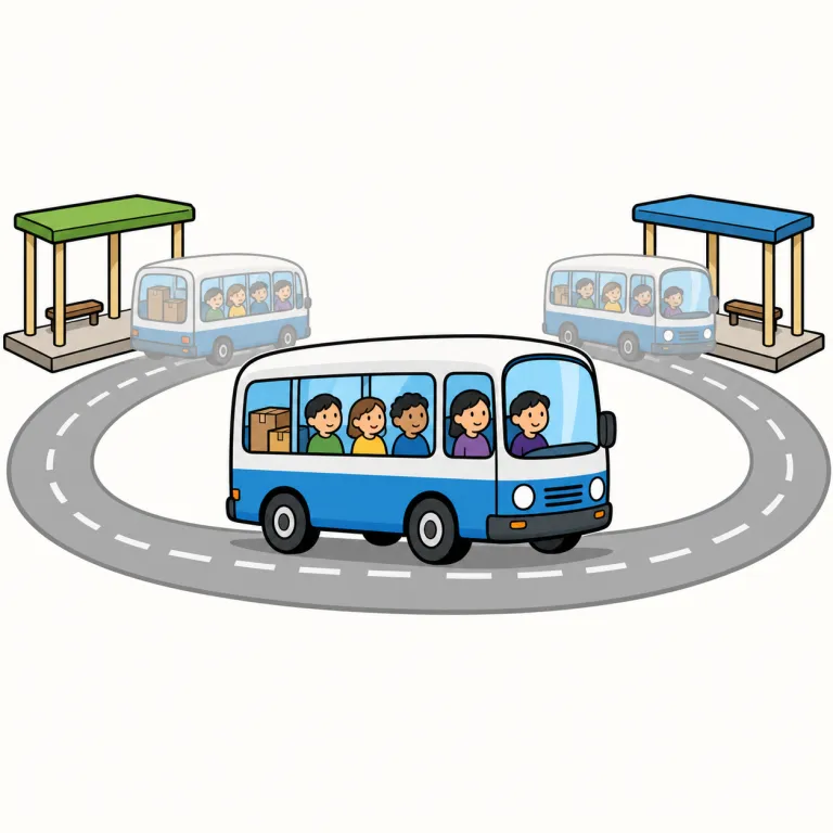 shuttle（（人や物を）往復輸送する・verb）の覚え方イラスト