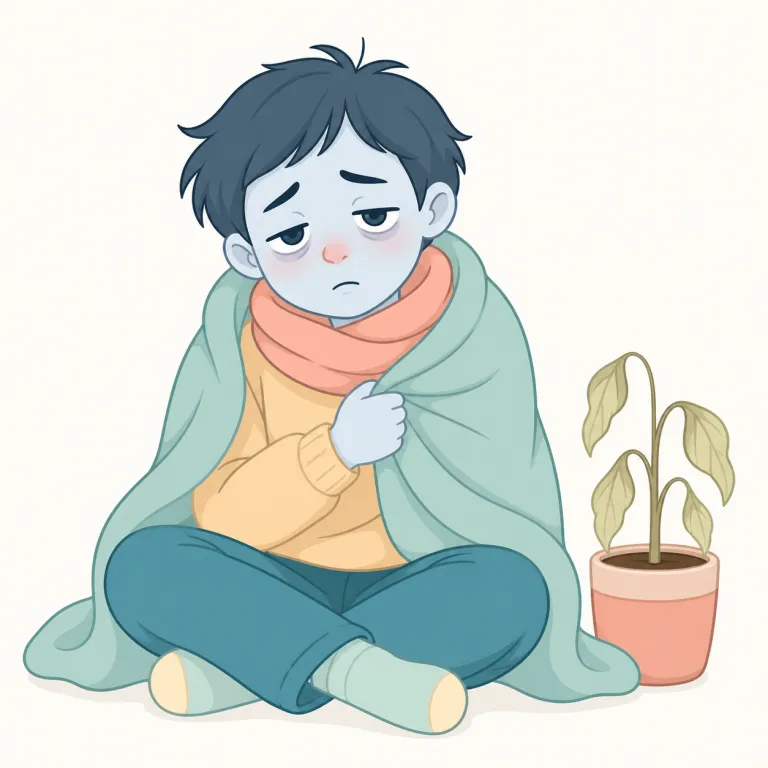 sickly（青白い・adjective）の覚え方イラスト