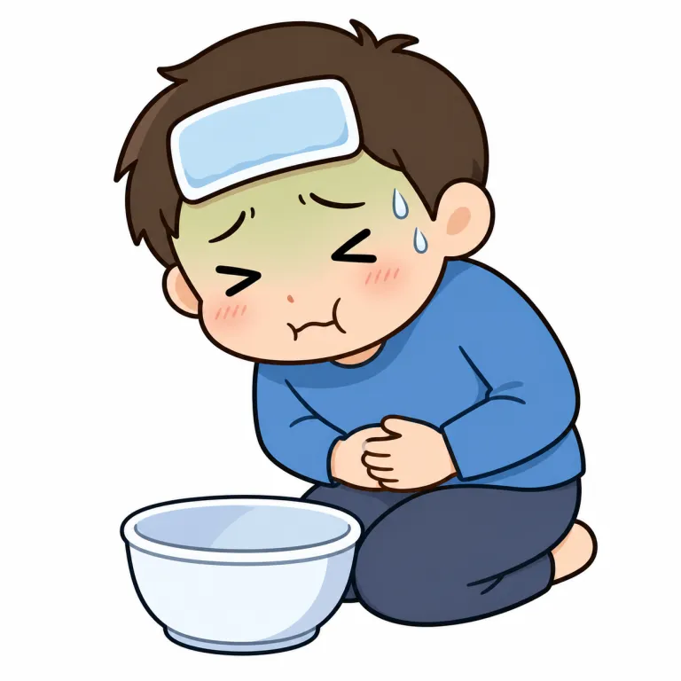 sickness（病気、吐き気・noun）の覚え方イラスト