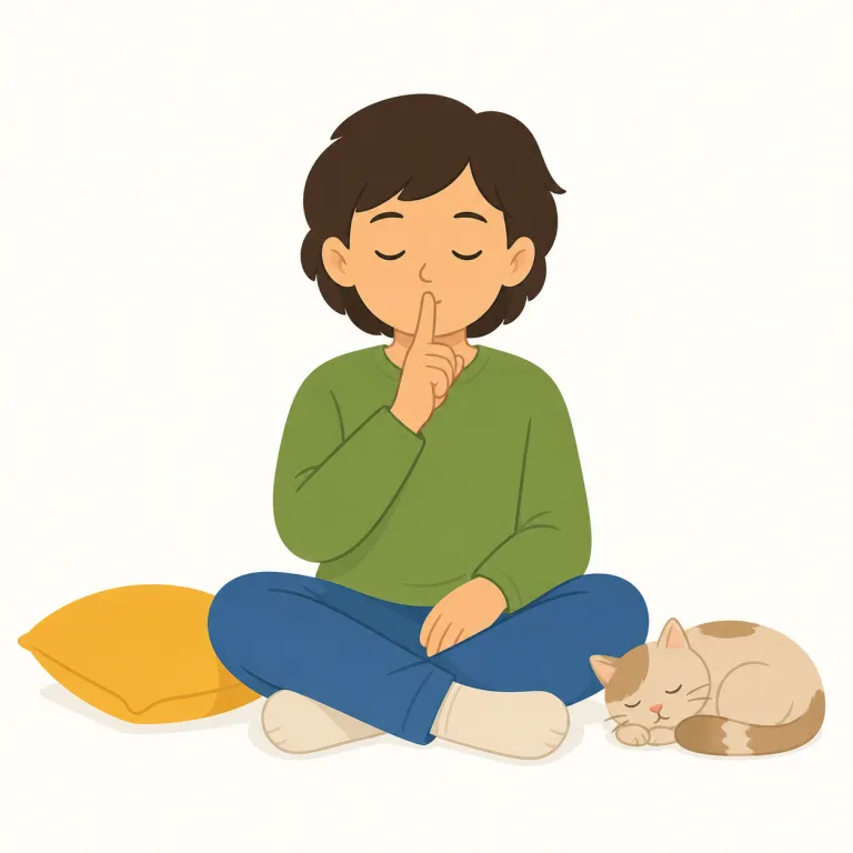 silence（沈黙・名詞）の覚え方イラスト — silent「静かな」から、声を出さない状態を名詞にしたものと考えると覚えやすいです