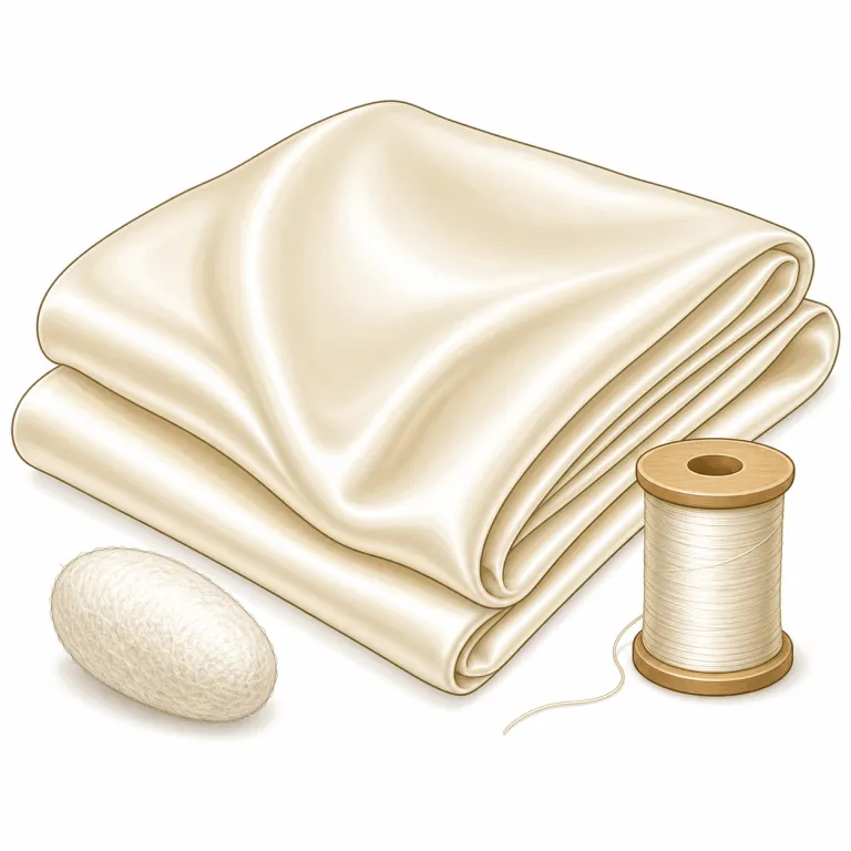 silk（絹・名詞）の覚え方イラスト — silk は素材名としてまず silk scarf, silk shirt, silk dress, pure silk のまとまりで覚えると定着しやすいです