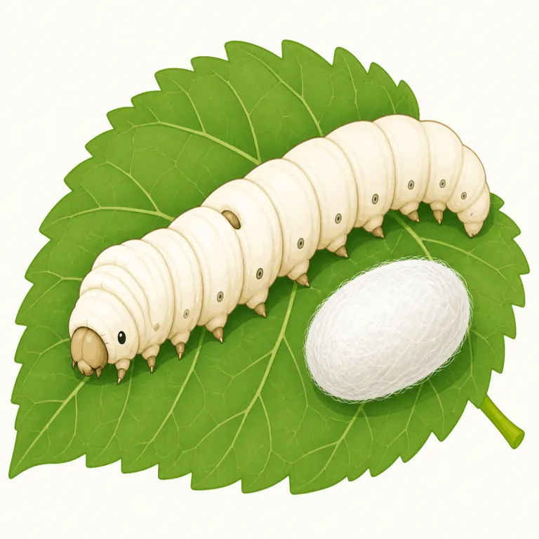 silkworm（蚕・名詞）の覚え方イラスト — silk + worm の直球複合語として覚えると定着しやすい