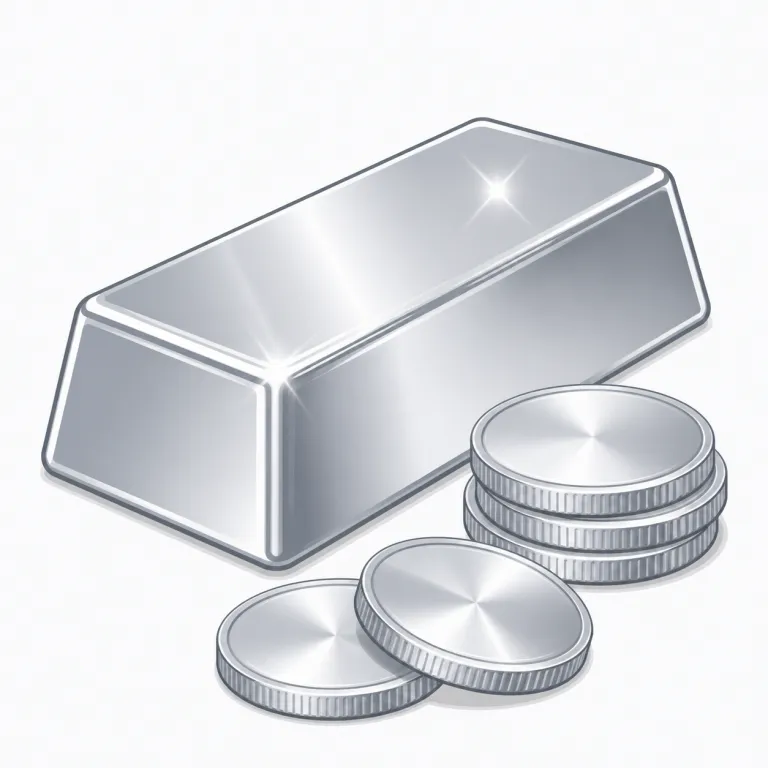 silver（銀・名詞）の覚え方イラスト — 名詞の silver では、色の印象より「物質として何でできているか」を中心に考えます