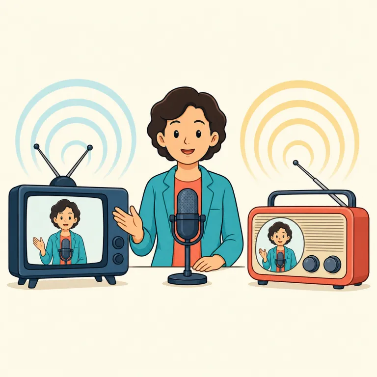 simulcast（同時放送・名詞）の覚え方イラスト — simulcast は simultaneous を短くした simul- と、broadcast の cast を合わせて見ると覚えやすい語です