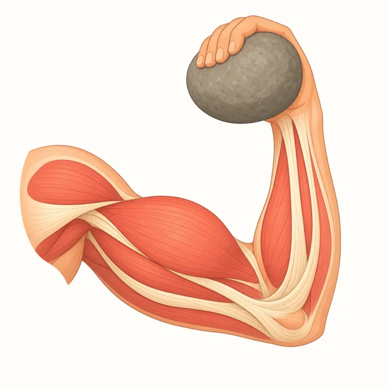 sinew（腱・名詞）の覚え方イラスト — sinew は「腱」という体の部位を指す硬めの名詞です