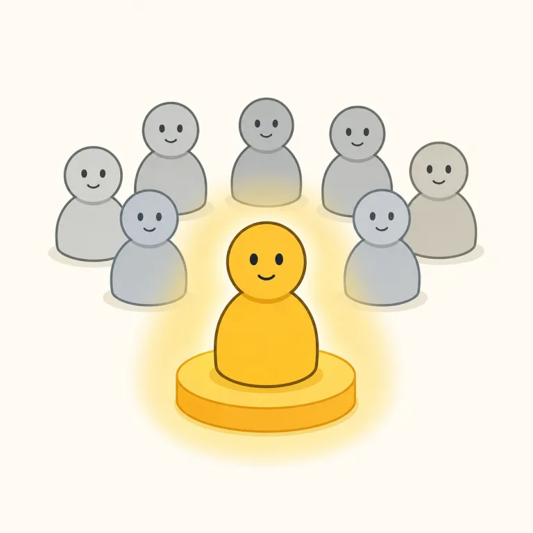 single out（選び出す・句動詞）の覚え方イラスト — single out は「多くの中から特定の人や物を選び出す」と覚えます