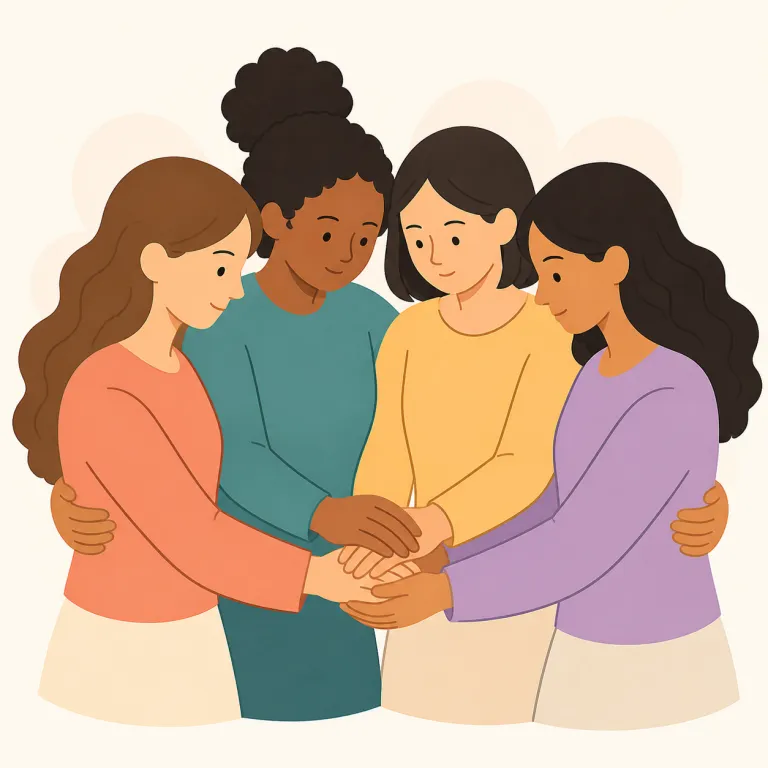 sisterhood（女性連帯、姉妹愛・noun）の覚え方イラスト
