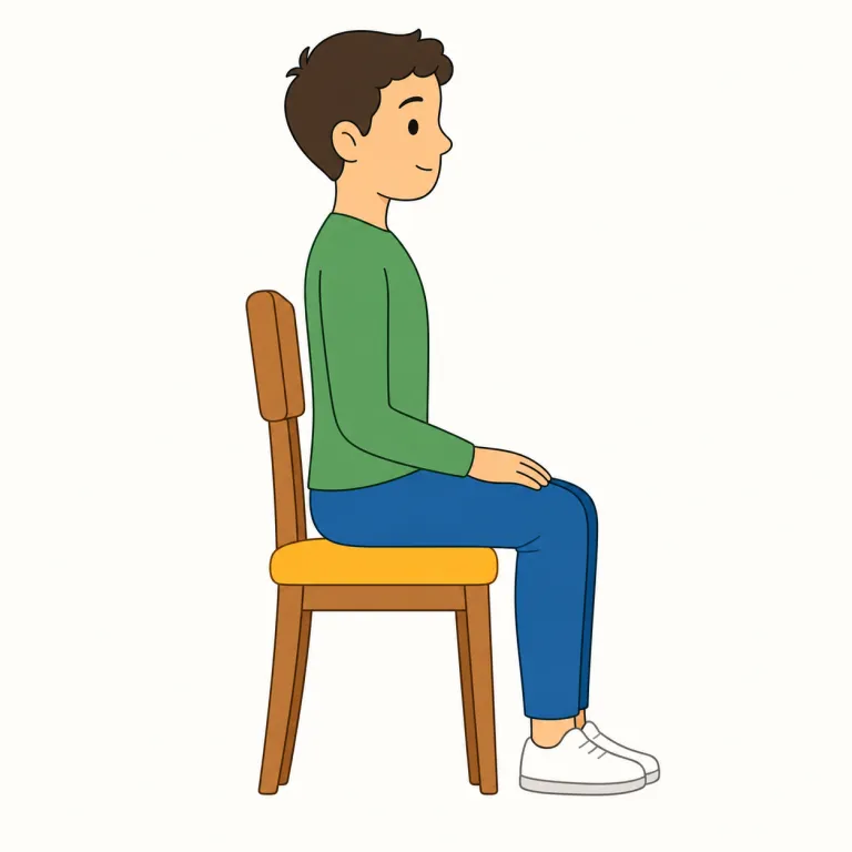 sit up（起き上がる・句動詞）の覚え方イラスト — sit は「座る」、up は「上へ」