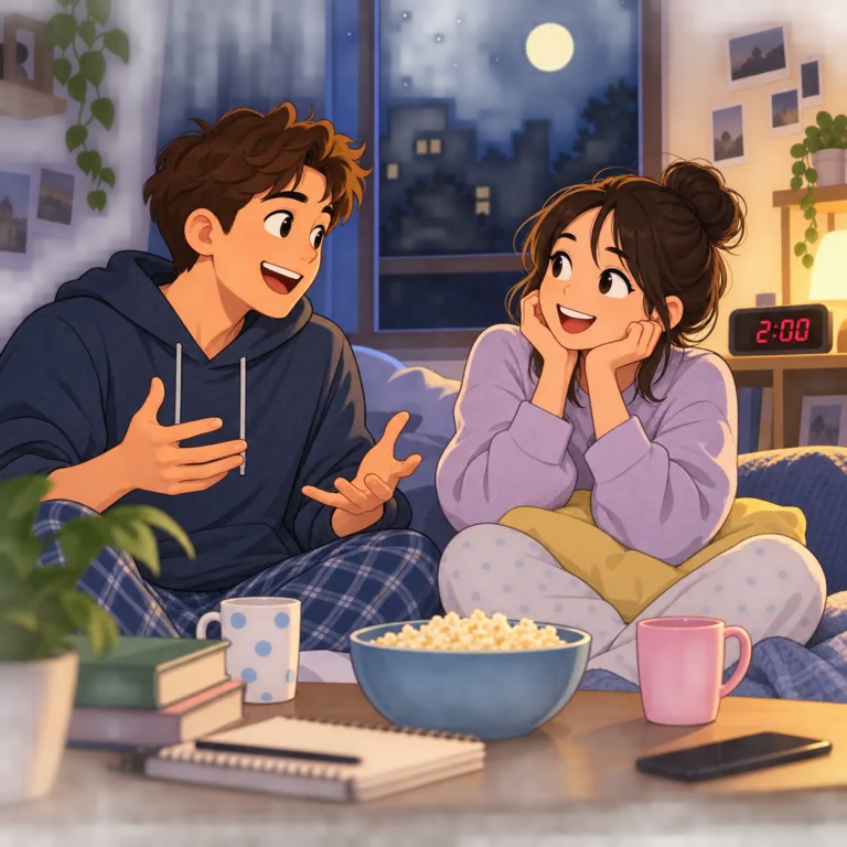 sit up（夜更かしする・phrasal_verb）の覚え方イラスト