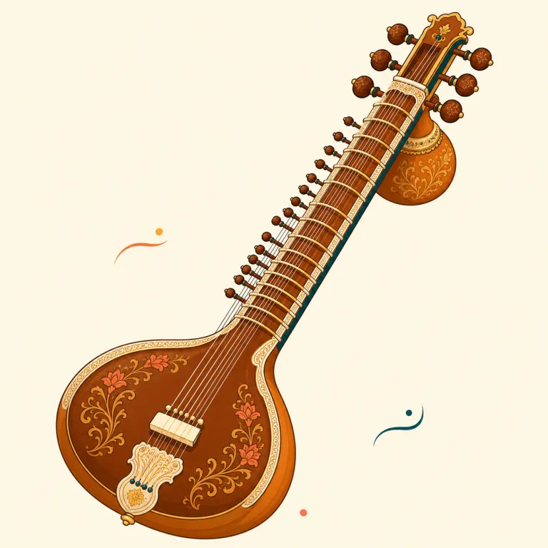 sitar（シタール・名詞）の覚え方イラスト — 楽器名としては guitar と並べて覚えると定着しやすいです