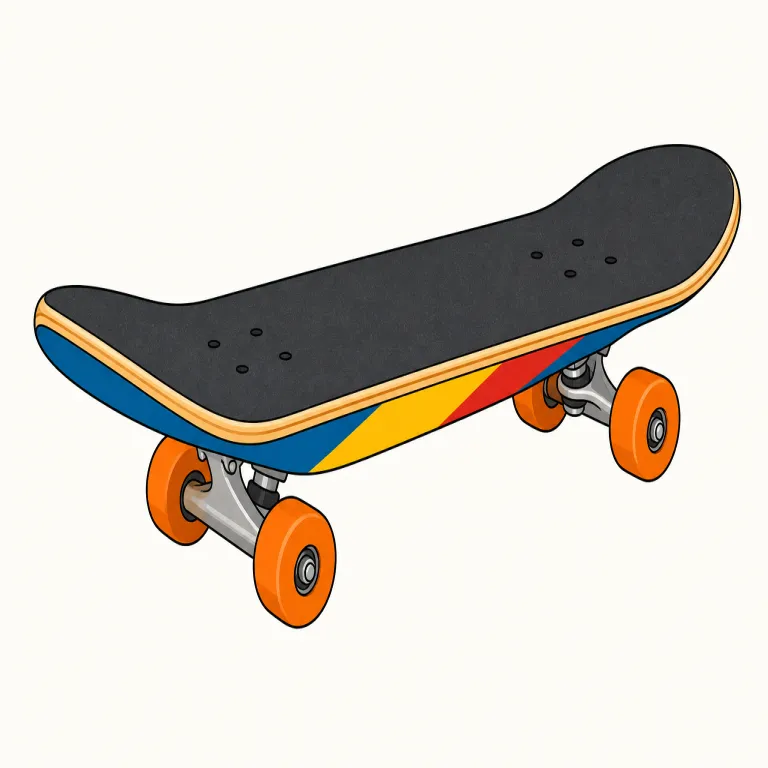 skateboard（スケートボード・名詞）の覚え方イラスト — 名詞の skateboard は、まず「物」として数えられる道具だと押さえるのが大切です