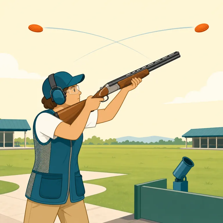 skeet（スキート射撃・名詞）の覚え方イラスト — skeet はほぼ skeet shooting の形で覚えると定着しやすい語
