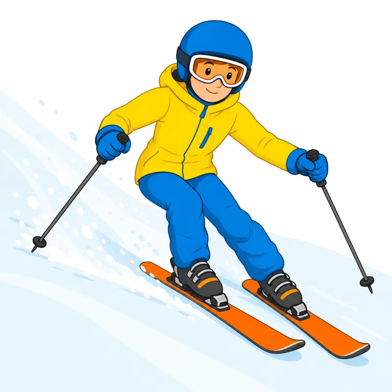 ski（スキー・名詞）の覚え方イラスト — 道具を思い浮かべるなら、片足に1本ずつ付けるため a pair of skis が基本形です