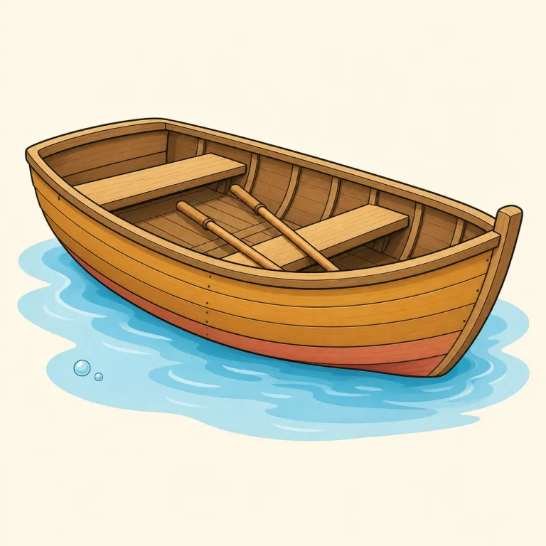 skiff（小舟・名詞）の覚え方イラスト — boat の中でも、もっと小さく軽く、1〜4人ほどで扱う場面をセットで覚えると定着しやすい語です