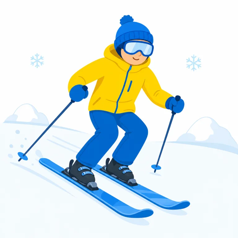 skiing（スキー・名詞）の覚え方イラスト