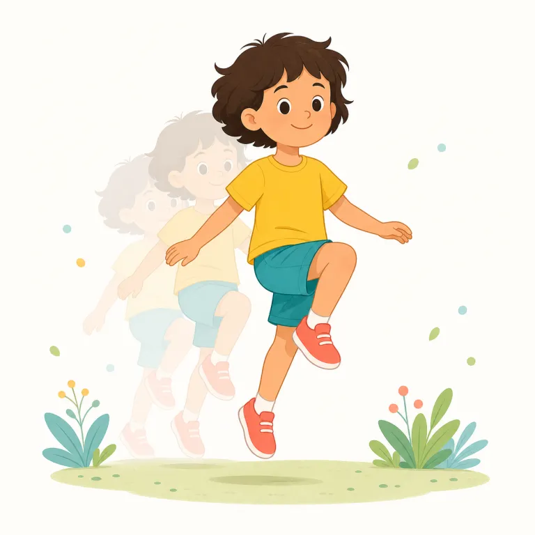 skip（スキップする、はね歩く・verb）の覚え方イラスト