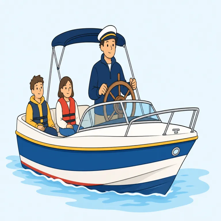 skippered（船長付き・adjective）の覚え方イラスト