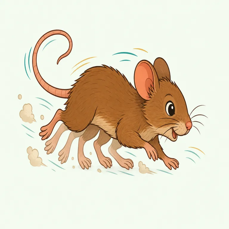skittering（すばやく動き回る・動詞）の覚え方イラスト — run よりも、小さく軽いものがチョコチョコと不規則に動く場面で覚えると残りやすい語です