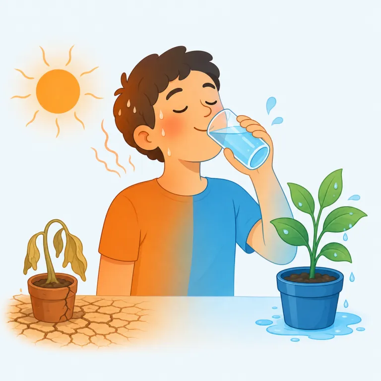 slake（（渇き・欲求などを）癒やす、満たす・動詞）の覚え方イラスト — まず quench thirst に近い語として覚えつつ、slake はやや硬めで、thirst・hunger・desire など強い不足感を“十分に満たして静…