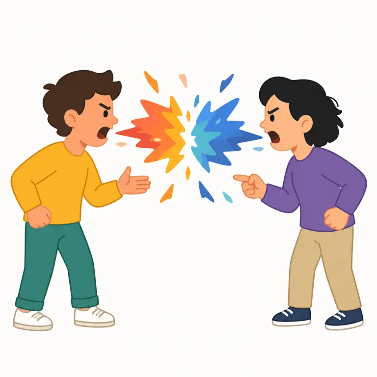 slanging（罵り合い、激しい口論・名詞）の覚え方イラスト — 名詞 slanging は「悪口の交換が続く場」と覚えるとよい