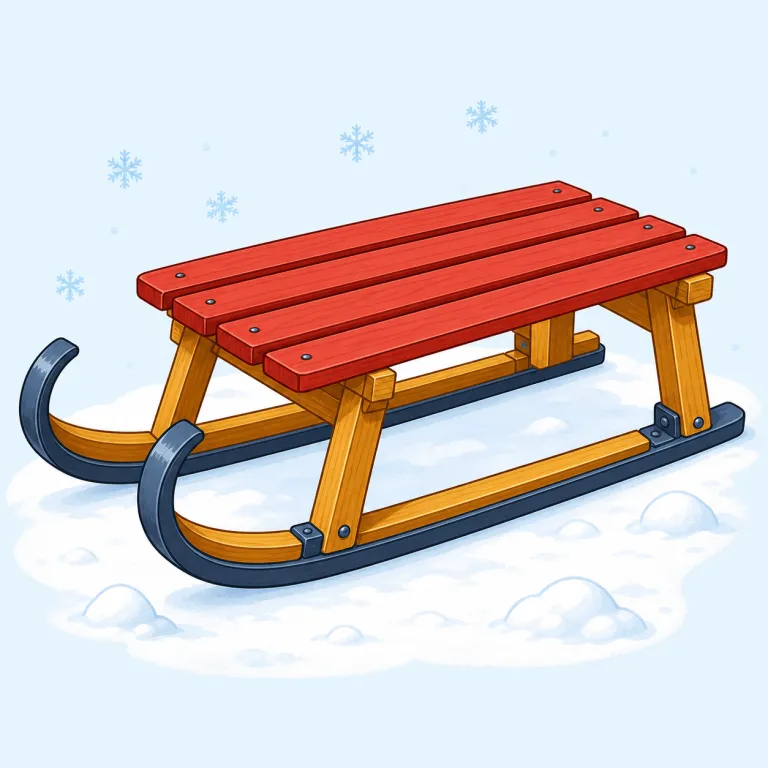 sledge（そり・名詞）の覚え方イラスト — 雪の上を「すーっ」とすべる乗り物を思い浮かべましょう
