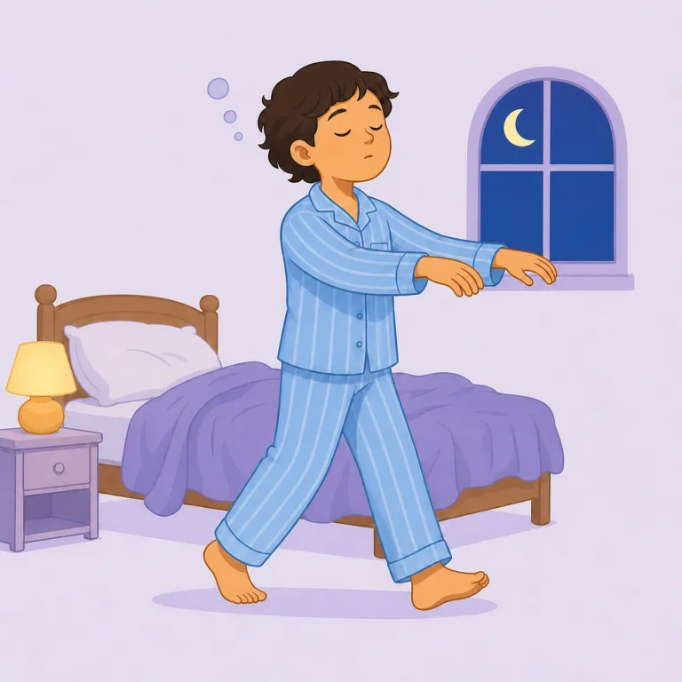 sleepwalking（睡眠時遊行・名詞）の覚え方イラスト — sleep と walking にそのまま分けて覚えるのが最短です