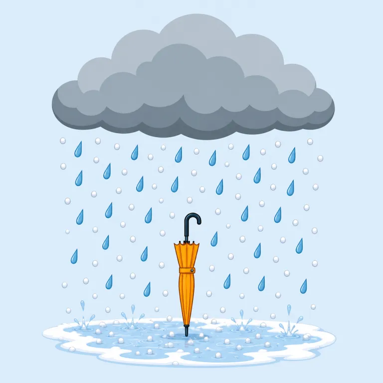 sleet（みぞれ・名詞）の覚え方イラスト — sleet は天気語として、snow と rain の中間に置くと覚えやすい語です