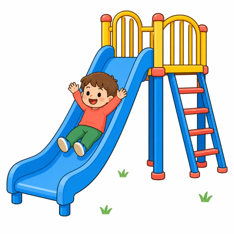 slide（滑り台・noun）の覚え方イラスト