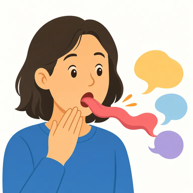 slip of the tongue（言い間違い・イディオム）の覚え方イラスト — このエントリでは、slip of the tongue を「失言」ではなく、うっかり違う語を口にする「言い間違い」として覚えます