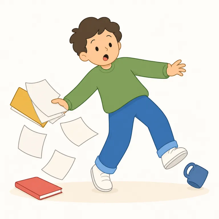 slip up（失敗する・句動詞）の覚え方イラスト — slip は「つるっと滑る」