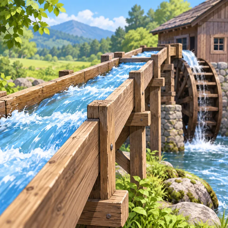 sluice（人工水路・noun）の覚え方イラスト