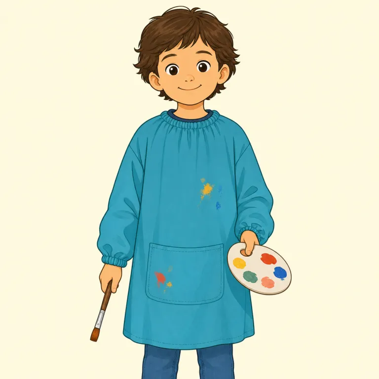 smock（スモック・名詞）の覚え方イラスト — apron が前だけを守るのに対し、smock は服の上からすぽっと着る「ゆったりした上衣」