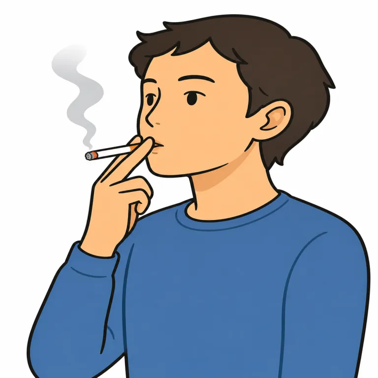 smoke（喫煙する、たばこを吸う・verb）の覚え方イラスト