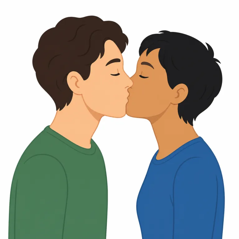 smooching（キスすること・noun）の覚え方イラスト
