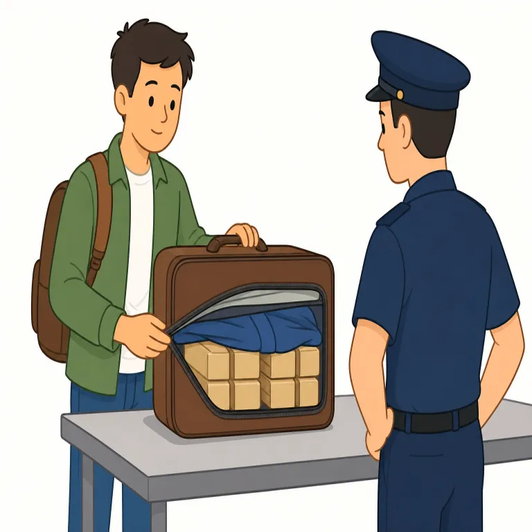 smuggle（密輸する・動詞）の覚え方イラスト — この意味では、smuggle を「国境をすり抜けて違法に通す」動詞として覚える